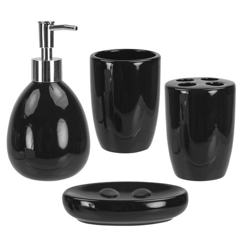 4pc Devash Resin Bath Accessory Set Black - Kralix : Target