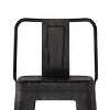 Sapphtopaz 39" Metal Bar Stool Industrial High Chair with Footrest and Slat Backrest Counter Height Barstools Set of 2 for Kitchen Island - 4 of 4