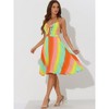 INSPIRE CHIC Women's Stripes Summer V Neck Tie Front Swing Spaghetti Strap Sundresses - 3 of 4