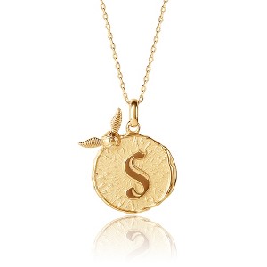 Harry Potter Wizarding World Golden Snitch Initial S Gold Plated Pendant Necklace, 18" - 1 of 4
