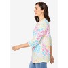 Woman Within Plus Size Perfect Printed Three-Quarter Sleeve V-Neck Tee - 4 of 4