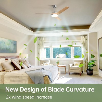 52 Inch Low Profile Ceiling Fans Light Kits with Remote Modern ABS Blades High Speed LED Ceiling Fans for Bedroom Living Room Outdoor Indoor