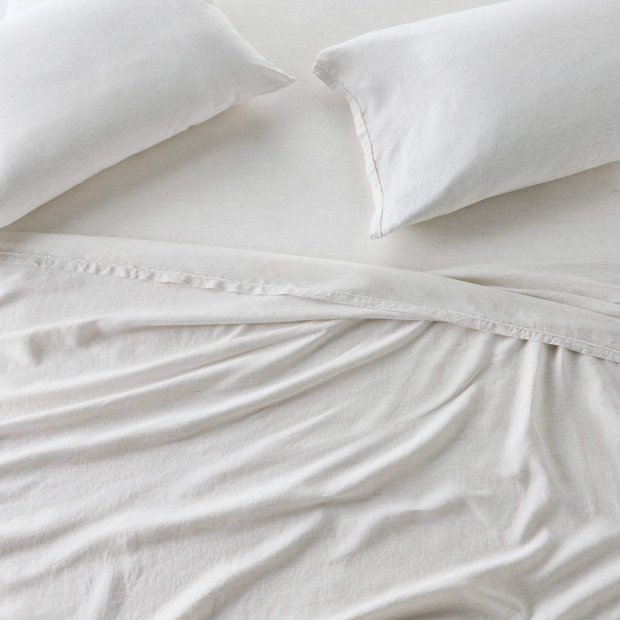 Queen 100% Linen Sheet Set Gray Micro Stripe - Casaluna™