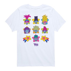 Boys' - Trolls - Tiny Star Grid Branch and Friends Short Sleeve Graphic T-Shirt - 1 of 4