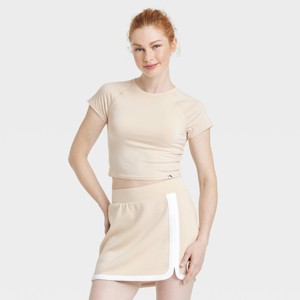Women's Knit Cropped Short Sleeve Top - JoyLab™ - 1 of 3