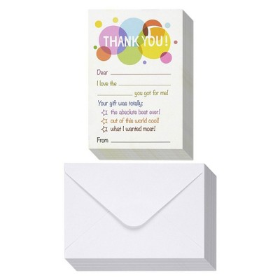 50-Count Bulk Post card Style Thank You Cards Set Thanks note with Envelopes
