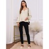INSPIRE CHIC Women's Maternity Blouse High Low Tops Lantern Sleeve Henly Neck Button Long Sleeve Pleated Ruched Frill Pregnancy - 2 of 4
