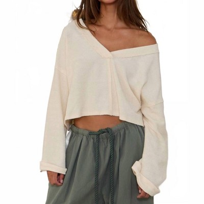 Women's Cutout Back Adjustable Tie Pullover Crop Top - BUCKETLIST