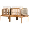 Acacia Wood Rope Outdoor Club Chairs Set of 2 with Deep Seats, Patio Lounge Chairs with Water-Repellent Cushions for Garden Balcony-Coolbibila - 3 of 4