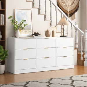 ORRD White 9-Drawer Dresser (63" Large Deep) – Wooden Storage for Bedroom, Living Room, Hallway - 1 of 4