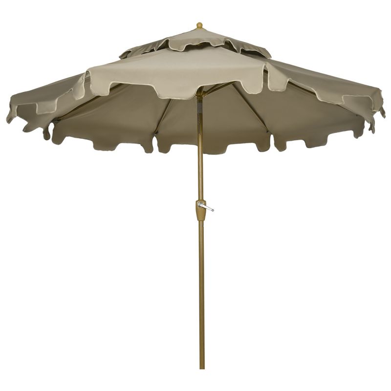 Outsunny 8.8' Patio Umbrella with Push Button Tilt and Crank Outdoor Market Table Umbrella, Brown, 4 of 7