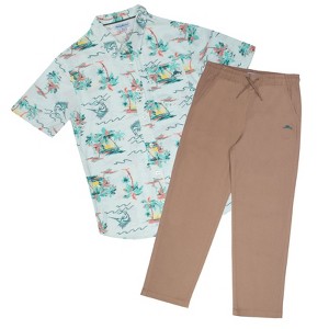 Tommy Bahama Big Boys Classic Woven Button Down Shirt and Pant Outfit Set - 1 of 2