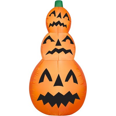 Gemmy Airblown Inflatable Pumpkin Stack Scene, 3.5 ft Tall, Orange
