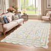 Scalloped Floral Rug Washable Non-Slip Boho Hallway Rug Soft Carpet for Kitchen, Bathroom, Laundry, Entryway - 3 of 4