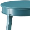 Vynxaria Teal Round Side Table: Wooden Top with Bottom Shelf, Sturdy Cabriole Legs for Living Room Decor - 3 of 4