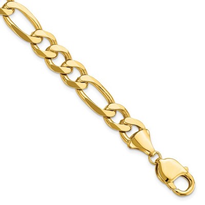 Black Bow Jewelry 10mm 14k Yellow Gold Flat Figaro Chain Bracelet