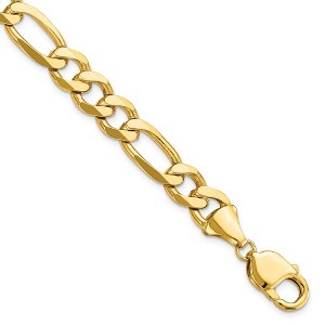 Black Bow Jewelry 10mm 14k Yellow Gold Flat Figaro Chain Bracelet - 1 of 4