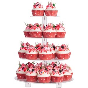 4 Tier Acrylic Cupcake Stand, Premium Cupcake Holder, Acrylic Cupcake Tower Display Cady Bar Party Dcor a Display for Pastry(4.7" Between 2 Layers) - 1 of 4