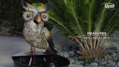 23" Brown Metal Owl Fountain with Tub