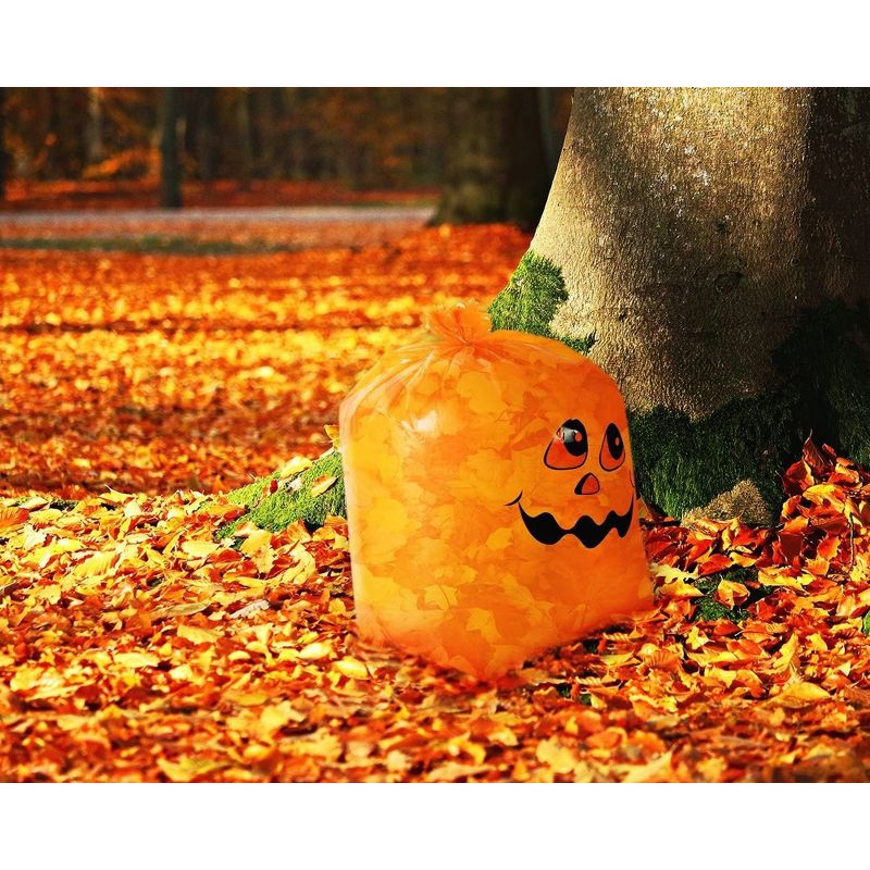 Juvale Pumpkin Halloween Leaf Bag 6 Pack - Small & Medium Sized Pumpkin Trash Bags , Fall Lawn Decoration, 2 of 10