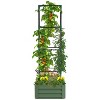 Vince24"x24"x11.75"Galvanized Raised Garden Bed with Trellis Tomato Cage, Planter Stand Box with Open Bottom, Patio Outdoor Furniture - The Pop Home - 2 of 4