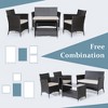 Costway 4PCS Patio Rattan Furniture Set Armrest Cushion Sofa Coffee Table withShelf Garden - 4 of 4