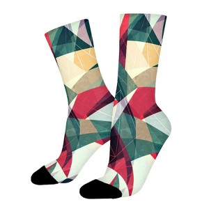Retro Triangle Texture Women Printed Crew Socks Funny Funky Socks Soft Polyester Novelty Gifts for Artists Men - 1 of 1