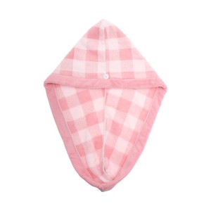 Unique Bargains Water-absorbent Plaid Hair Towel 1 Pc - 1 of 4