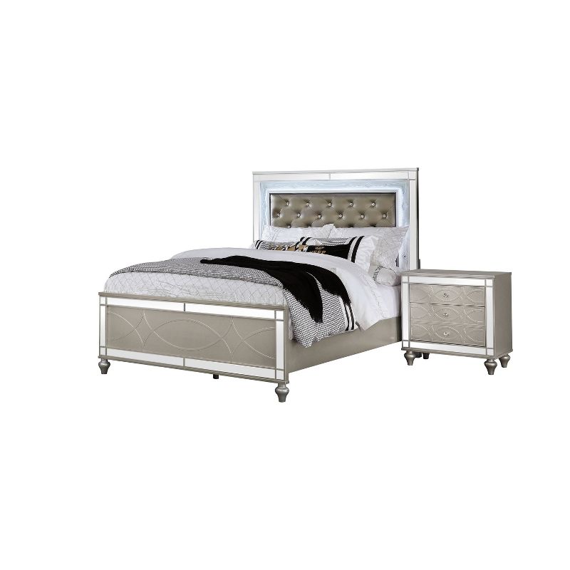 2pc Queen La Mesa Bedroom Set with Nightstand Silver - HOMES: Inside + Out, 1 of 9