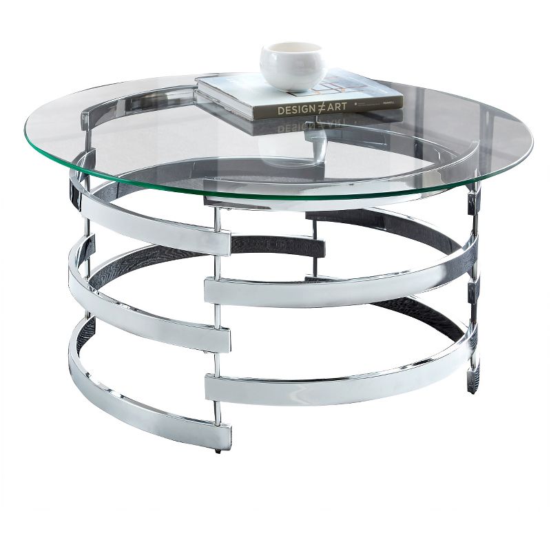 Tayside Cocktail Table Glass and Chrome - Steve Silver, 1 of 7