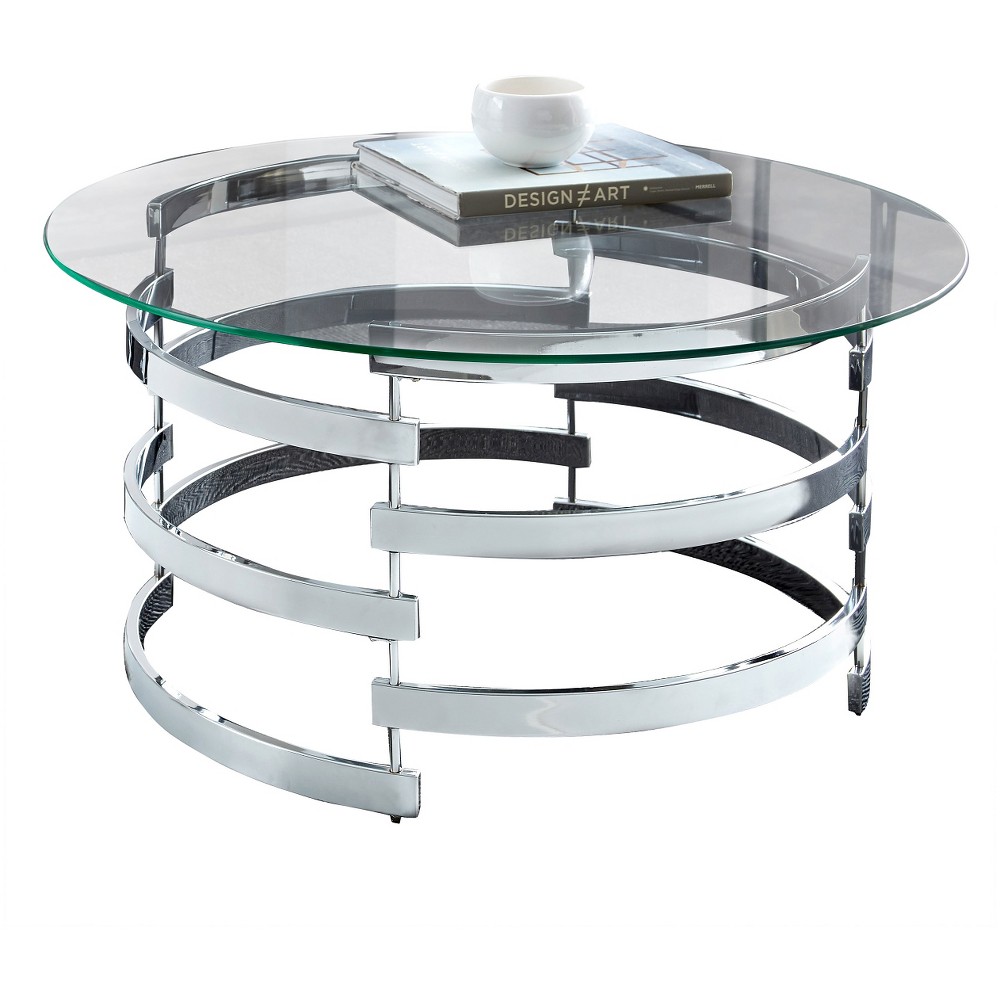 Photos - Coffee Table Tayside Cocktail Table Glass and Chrome - Steve Silver