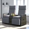 Patio Recliner Loveseat Chair with Adjustable Backrest, Storage Table, and Cushions – Outdoor Lounge Chair for Balcony, Porch, Lawn, or Patio - 2 of 4