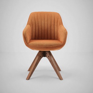 Art Leon Comfortable Fabric Swivel Accent Chair with Solid Oak Wood Legs - 1 of 3