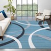Indoor Modern Stripe Abstract Area Rugs for Living Room Bedroom Ultra Soft Washable Low Pile Non Slip Carpet Thin Floor Mat 4'x6'Blue - 2 of 4