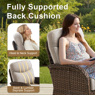 Back cushion features and head/neck support details
