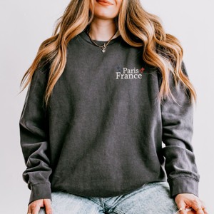 Simply Sage Market Embroidered Paris France Stars Lightweight Garment Dyed Sweatshirt - 1 of 4