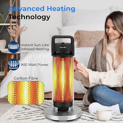 SereneLife 900W Black and Stainless Steel Electric Patio Heater