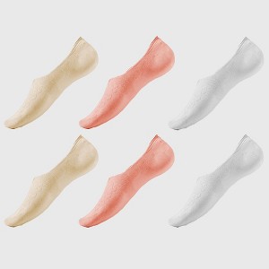 Alilang Women's Solid No Show Socks Non Slip Cotton 6Pk - 1 of 4