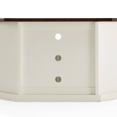 White Mahogany Corner TV Stand with Cabinets, 66"