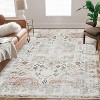 TROPOW Vintage Rug 9x12 Thin Washable Rug with Non Slip TPR Backing, Low Pile Thin Foldable Printed Carpet - 4 of 4