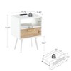 NicBex Rattan Woven Side Table with Drawer, Storage End Table Living Room with Solid Wood Legs, 15.75" Small Table Sofa Table, Bedroom Nightstand - 3 of 4