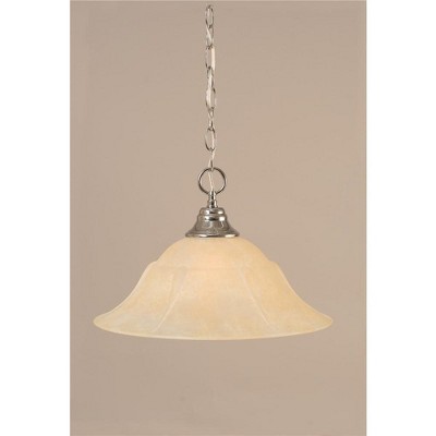 Toltec Lighting Any 1 - Light Pendant in  Chrome with 16" Amber Marble Shade