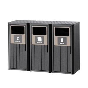 Syemin Outdoor Trash Cans Outdoor Single Barrel Trash Can Waterproof Patio Garbage Can with Lid, Durable Waste Bin, Black, 50.79"*16.54"*35.43" - 1 of 4