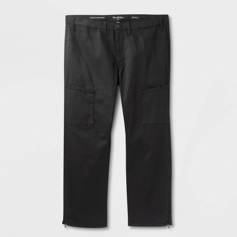 Men's Big & Tall Relaxed Fit Straight Cargo Pants - Goodfellow & Co™ Black  42x36