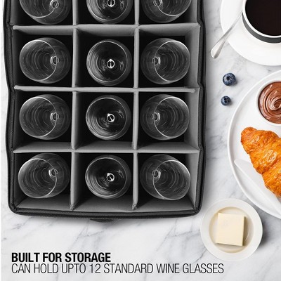 Gray Fabric Collapsible Stemware Storage Box with Dividers