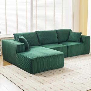 Coucheta 108" L-Shaped Sectional Cloud Couch - Boneless Design, No Assembly, Convertible Sleeper, Deep Corduroy Seat, Multiple Colors - 1 of 4