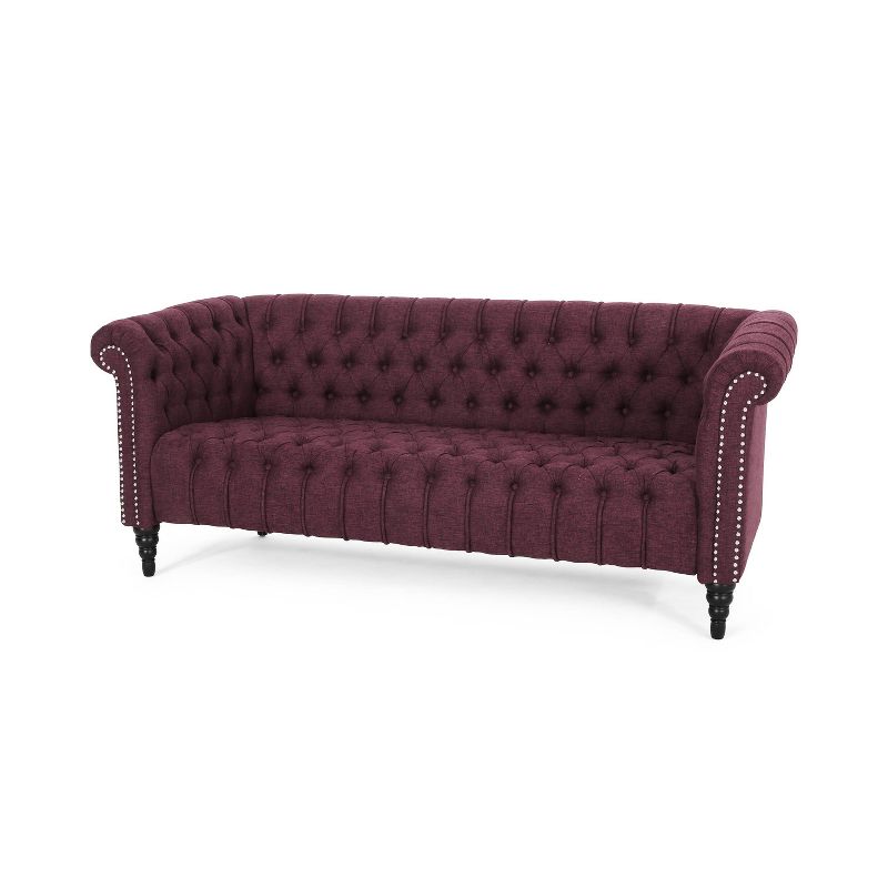 Barneyville Traditional Chesterfield Sofa Wine - Christopher Knight Home, 4 of 9