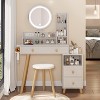 Okak Vanity Table with Full Body Mirror Cabinet and Round Mirror Dressing Table with Charging Station & Cushioned Stool for Apartment - 2 of 4