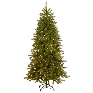 National Tree Company 7.5ft Pre-lit Millville White Hinged Artificial Christmas Tree, PowerConnect, 550 Warm White LED Lights-UL - 1 of 4