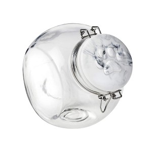 Amici Pet Marble Paw Hermetic Glass Food Canister, 72 oz,Clear w/ Silver Lid - 1 of 4